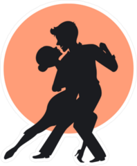 Silhouette Of A Couple Dancing Tango Sticker