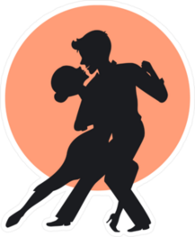 Silhouette Of A Couple Dancing Tango Sticker