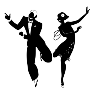 Silhouette Of A Couple Dressed In 1920s Fashion Sticker