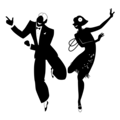 Silhouette Of A Couple Dressed In 1920s Fashion Sticker
