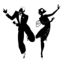 Silhouette Of A Couple Dressed In 1920s Fashion Sticker