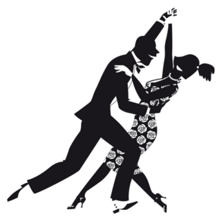 Silhouette Of A Couple Dressed In 1920s Fashion Sticker