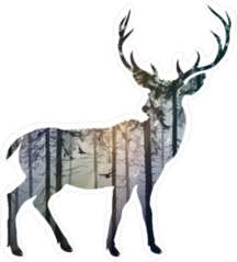 Silhouette Of A Deer In A Forest Sticker