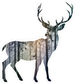Silhouette Of A Deer In A Forest Sticker