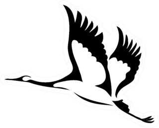 Silhouette Of A Flying Crane Illustration Sticker