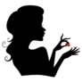 Silhouette Of A Girl Applying Red Nail Polish Sticker