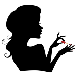 Silhouette Of A Girl Applying Red Nail Polish Sticker