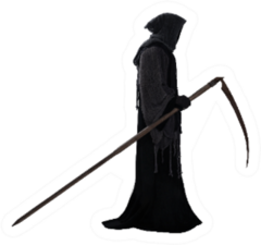Silhouette Of A Grim Reaper Isolated On White Sticker