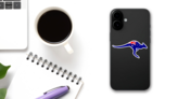 Silhouette Of A Kangaroo With The Flag Of Australia Sticker on a Phone (New) example