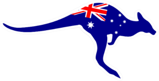 Silhouette Of A Kangaroo With The Flag Of Australia Sticker