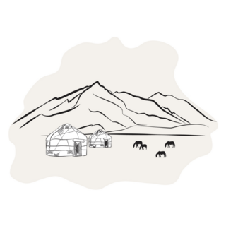 Silhouette Of A Mountain Yurt Mongolia Sticker