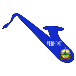 Silhouette Of A Saxophone Vermont Flag Sticker