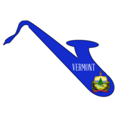 Silhouette Of A Saxophone Vermont Flag Sticker