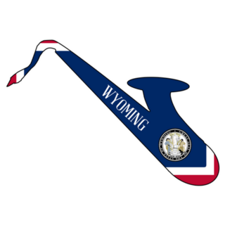 Silhouette Of A Saxophone With Flag Of Wyoming Sticker
