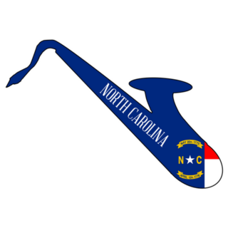 Silhouette Of A Saxophone With North Carolina Flag Sticker