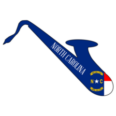 Silhouette Of A Saxophone With North Carolina Flag Sticker