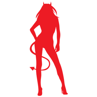 Silhouette Of A Sexy Devil Woman Sticker