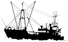 Silhouette Of A Trawler Fishing Boat Sticker