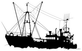 Silhouette Of A Trawler Fishing Boat Sticker