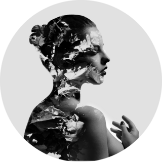 Silhouette Of A Woman Combined With A Autumn Maple Leaves Sticker