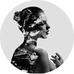 Silhouette Of A Woman Combined With A Autumn Maple Leaves Sticker