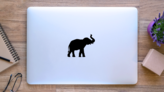 Silhouette Of An Elephant Sticker on a Laptop (New) example