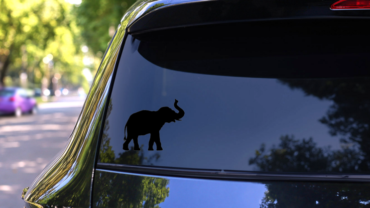 Silhouette Of An Elephant Sticker on a Rear Car Window (New) example