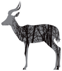 Silhouette Of Antelope With Trees On Background Sticker