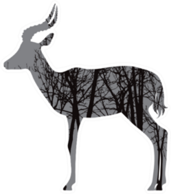 Silhouette Of Antelope With Trees On Background Sticker