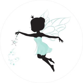 Silhouette Of Beautiful Fairy with Blue wings and Dress Sticker