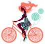 Silhouette Of Beautiful Girl On Bicycle Illustration Sticker