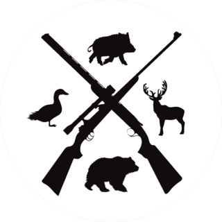 Silhouette Of Crossing Guns Symbol Of Hunting Sticker