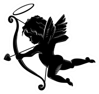 Silhouette Of Cupid Cherub With A Bow And Arrows Sticker