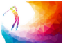 Silhouette Of Golf Player Rainbow Sticker