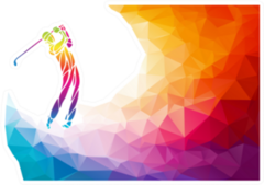 Silhouette Of Golf Player Rainbow Sticker