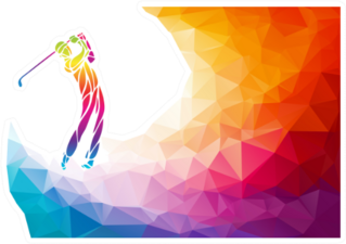 Silhouette Of Golf Player Rainbow Sticker