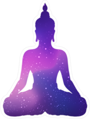 Silhouette Of Sitting Buddha With Space And Stars Sticker