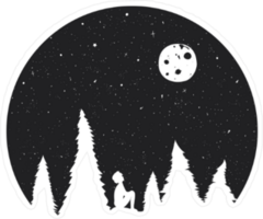 Silhouette Starry Night Moon Sticker
