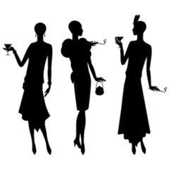 Silhouettes Of Beautiful Girls In 1920s Style Sticker