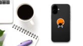 Silhouettes Ostrich Orange Sticker on a Phone (New) example