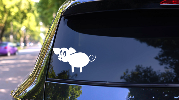 Silly Baby Pig Sticker on a Rear Car Window (New) example