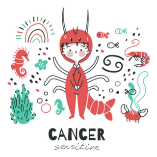 Silly Cancer Zodiac Sign Illustrations Sticker 