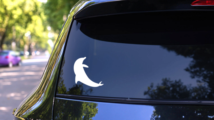 Silly Dolphin Sticker on a Rear Car Window (New) example