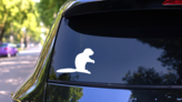 Silly Ferret Sticker on a Rear Car Window (New) example
