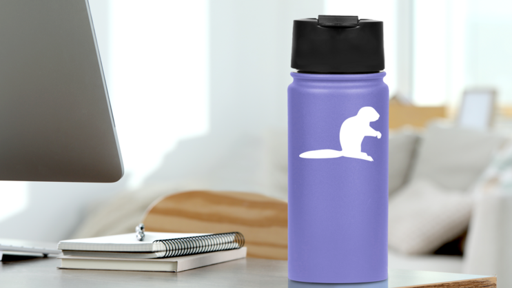 Silly Ferret Sticker on a Water Bottle (New) example