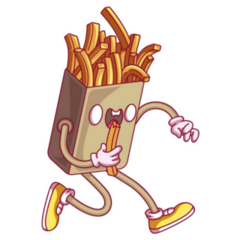 Silly French Fries Cartoon Sticker