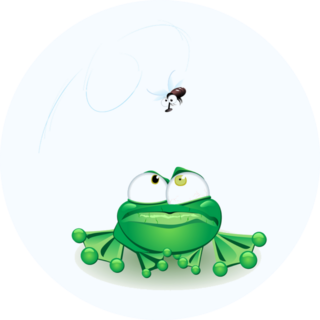 Silly Frog With Fly Hovering Above Sticker