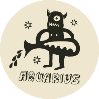Silly Hand Drawn Zodiac Aquarius Sticker