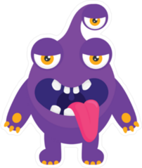Silly Purple Monster Alien Sticker