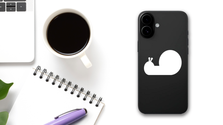 Silly Snail Sticker on a Phone (New) example